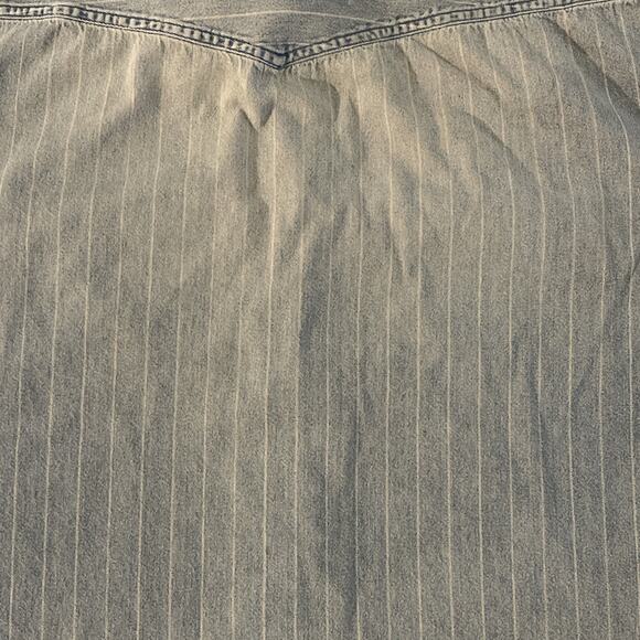 Justin Boots XL Denim Shirt Is Railroad Pinstripe Shacket Western Cowboy Snap - Picture 12 of 16